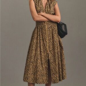 Maeve The Tommie Cap-Sleeve Smocked
Front-Zip Shirt Dress, XL